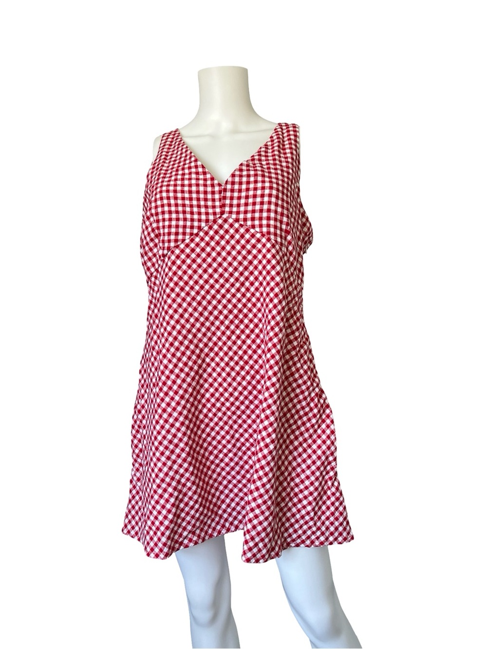 NEW Abercrombie & Fitch Mini Dress Red White Gingham Plaid Womens Size XL Petite